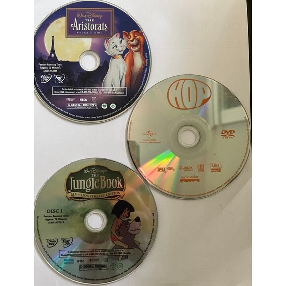 3 Walt Disney Movies: HOP, The Aristocats & Jungle Book Movie Bundle Lot - Picture 2 of 2